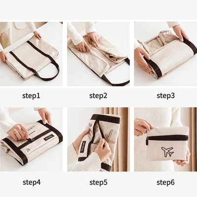 Gambar Ataru Tas Travel Lipat - Krem/Hitam