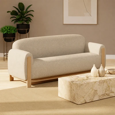 Gambar Nordia Rexton Sofa Fabric 3 Seater - Krem Beige