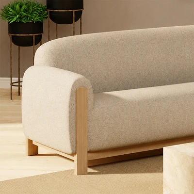 Gambar Nordia Rexton Sofa Fabric 3 Seater - Krem Beige