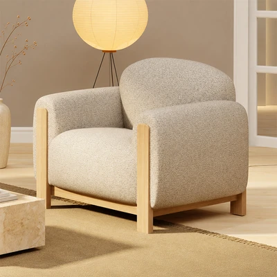 Gambar Nordia Rexton Sofa Fabric 1 Seater - Krem Beige