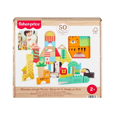 Gambar Fisher Price Set 50 Pcs Jungle Blocks Kayu - Mix