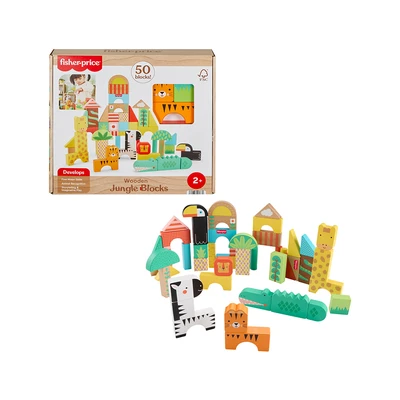 Gambar Fisher Price Set 50 Pcs Jungle Blocks Kayu - Mix