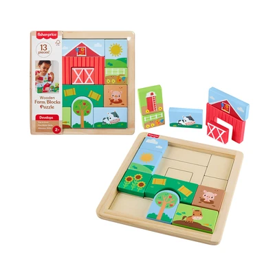 Gambar Fisher Price Set Puzzle Farm Blocks Kayu - Mix