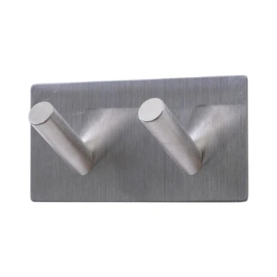Gambar Stora Gantungan Dinding Permanen Stainless Steel 2 Kait - Silver
