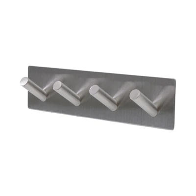 Gambar Stora Gantungan Dinding Permanen Stainless Steel 4 Kait - Silver