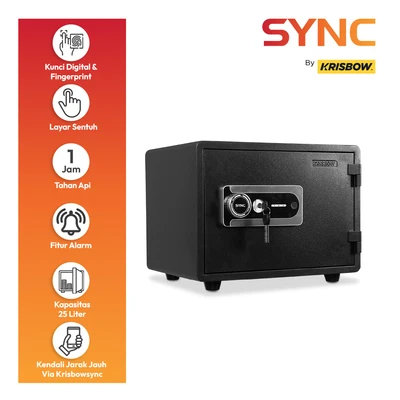 Gambar Krisbow Sync Smart Brankas Tahan Api Layar Sentuh 49.6X39X35.5 cm FP650 - Hitam