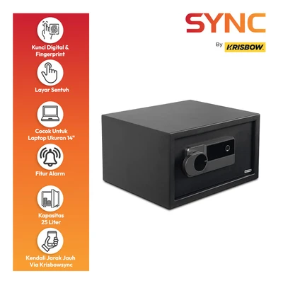 Gambar Krisbow Sync Smart Brankas Besi Layar Sentuh 40x33.5x22.9 cm F3103S - Hitam