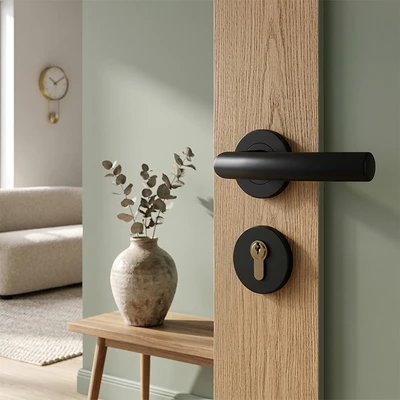 Gambar Krisbow Set Gagang Pintu Stainless Steel 1.9 cm - Hitam Matte
