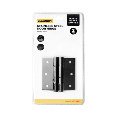 Gambar Krisbow Engsel Pintu Stainless Steel 7.6x6.3x0.2 cm Set 2 Pcs - Hitam Matte