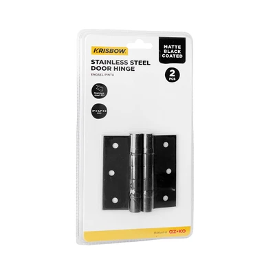 Gambar Krisbow Engsel Pintu Stainless Steel 7.6x6.3x0.2 cm Set 2 Pcs - Hitam Matte