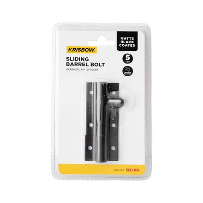 Gambar Krisbow Grendel Pintu Geser 5 cm - Hitam Matte