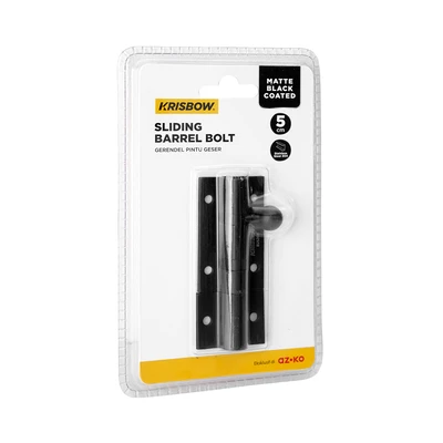 Gambar Krisbow Grendel Pintu Geser 5 cm - Hitam Matte