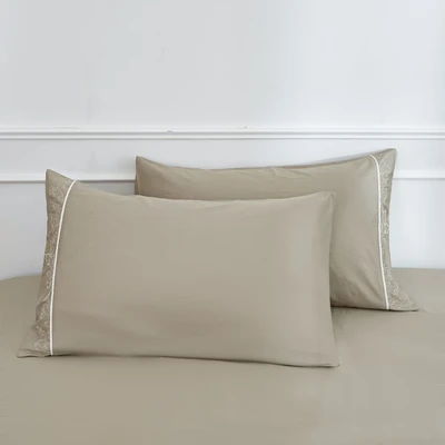 Gambar Informa 200x200 cm Set 9 pcs Seprai Super King Satin Embroidery Briana - Cokelat