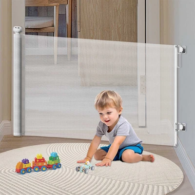 Gambar Kindla Pagar Pengaman Bayi Retractable 140x85.6x8.5 cm - Putih