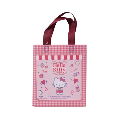 Gambar Ataru Sanrio Tas Belanja Laminated Hello Kitty - Pink/Merah Maroon