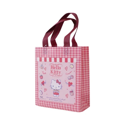 Gambar Ataru Sanrio Tas Belanja Laminated Hello Kitty - Pink/Merah Maroon