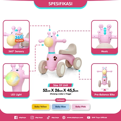 Gambar Shp Toys Giffy Ride On Bike - Pink