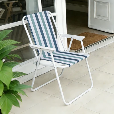 Gambar Soleil Kursi Teras Lipat Spring Fabric Stripe - Biru