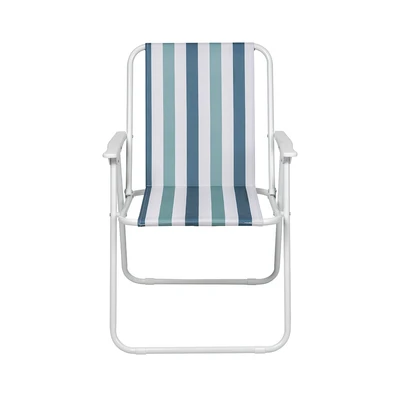 Gambar Soleil Kursi Teras Lipat Spring Fabric Stripe - Biru