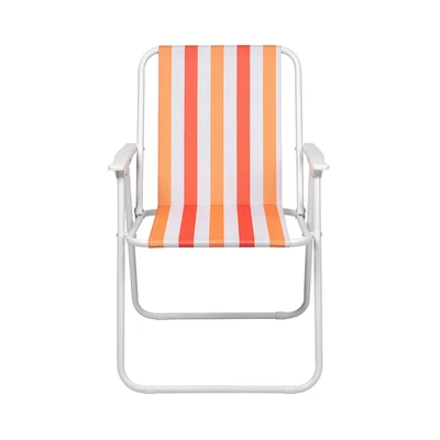 Gambar Soleil Kursi Teras Lipat Spring Fabric Stripe - Oranye