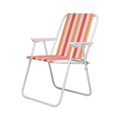 Gambar Soleil Kursi Teras Lipat Spring Fabric Stripe - Oranye