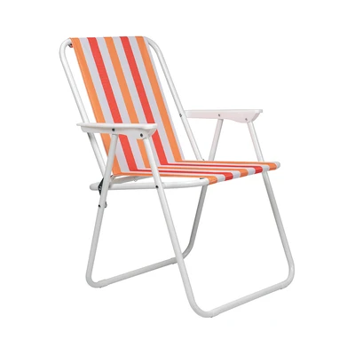 Gambar Soleil Kursi Teras Lipat Spring Fabric Stripe - Oranye