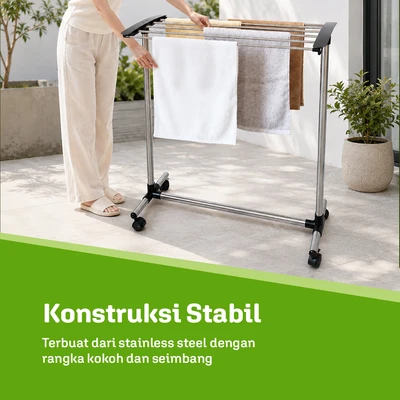 Gambar Stora Jemuran Handuk Stainless Steel 79x35x84 cm - Hitam