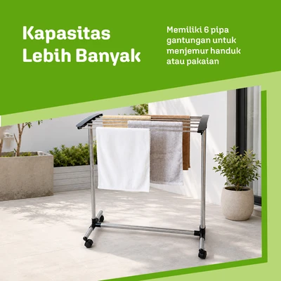 Gambar Stora Jemuran Handuk Stainless Steel 79x35x84 cm - Hitam