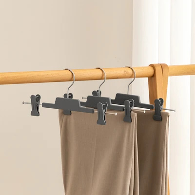 Gambar Stora Hanger Celana Klip Plastik 29 cm Set 3 pcs - Abu-Abu