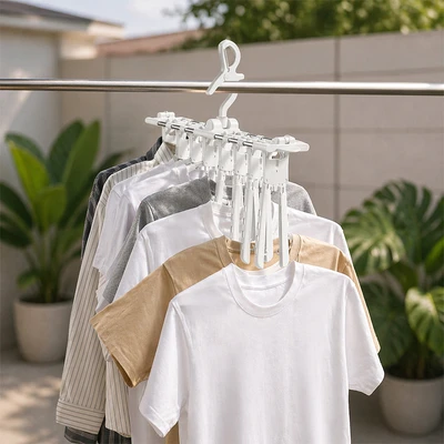 Gambar Stora Jemuran Baju Plastik Connected 8 Hanger - Putih