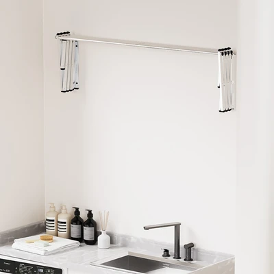 Gambar Stora Jemuran Pakaian Dinding Rectractable Stainless Steel 120 cm - Silver