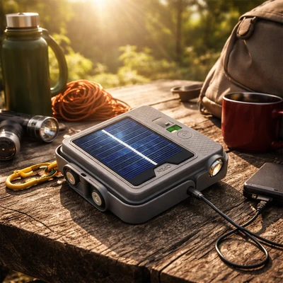 Gambar Powerlite Lampu Darurat LED Solar Panel 6000 mAh 12 Watt - Hitam