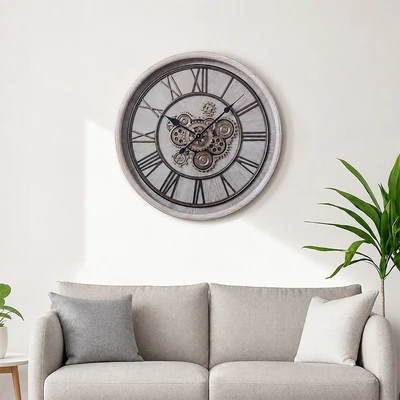 Gambar Informa Jam Dinding Gear 80x95x80 cm Wooden - Cokelat