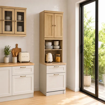 Gambar Informa Prosmont Kabinet Dapur Tall - Abu-Abu Taupe/Cokelat Oak