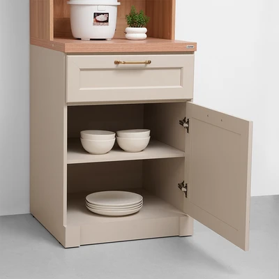 Gambar Informa Prosmont Kabinet Dapur Tall - Abu-Abu Taupe/Cokelat Oak