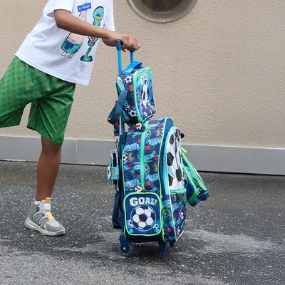 Gambar Kiddy Star Tas Ransel Troli Anak Soccer - Biru