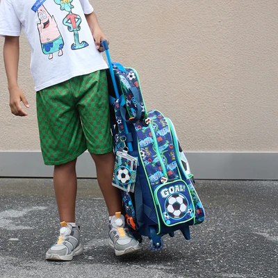 Gambar Kiddy Star Tas Ransel Troli Anak Soccer - Biru