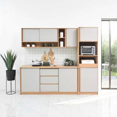 Gambar Informa Palma Kitchen Set Dengan Tall Cabinet - Cokelat/Abu-Abu Taupe