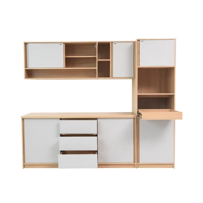 Gambar Informa Palma Kitchen Set Dengan Tall Cabinet - Cokelat/Abu-Abu Taupe
