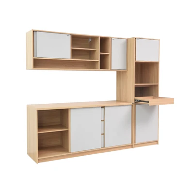 Gambar Informa Palma Kitchen Set Dengan Tall Cabinet - Cokelat/Abu-Abu Taupe