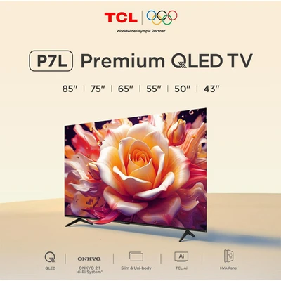 Gambar TCL 65 Inch QLED 4K Google TV 65P7L - Hitam