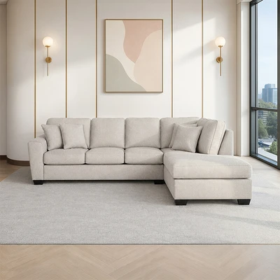 Gambar Ashley Calicho-8 Sofa L Sectional Fabric Kanan - Krem Beige