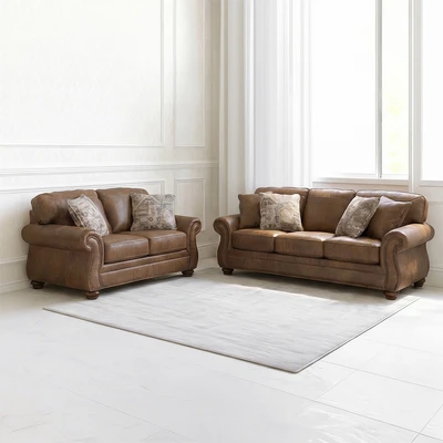 Gambar Ashley Larkinhurst II Set Sofa Kulit 2 & 3 Seater - Cokelat Earth