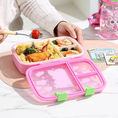 Gambar Kiddy Star Kotak Makan 3 Sekat Removable Cat - Pink
