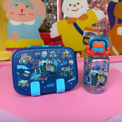 Gambar Kiddy Star Kotak Makan Anak Plastik 3 Sekat Removable Race 590 ml - Biru