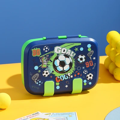 Gambar Kiddy Star Kotak Makan Anak Plastik 3 Sekat Removable Soccer 590 ml - Biru