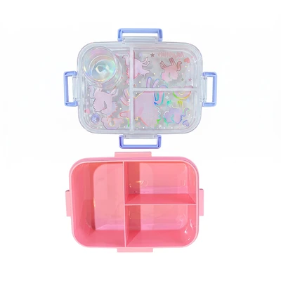 Gambar Kiddy Star Kotak Makan Dengan Wadah Salad 3 Sekat Unicorn 800 ml - Pink