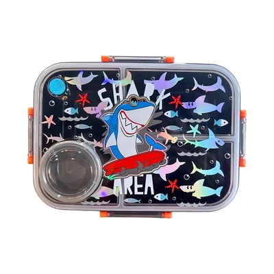 Gambar Kiddy Star Kotak Makan Dengan Wadah Salad 3 Sekat Shark 800 ml - Biru