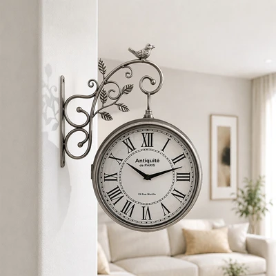 Gambar Informa Jam Dinding 2 Sisi 35x11x43 cm - Silver