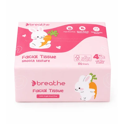 Gambar Breathe Tisu Wajah 4 ply 100 Lembar Set 3 pcs - Putih